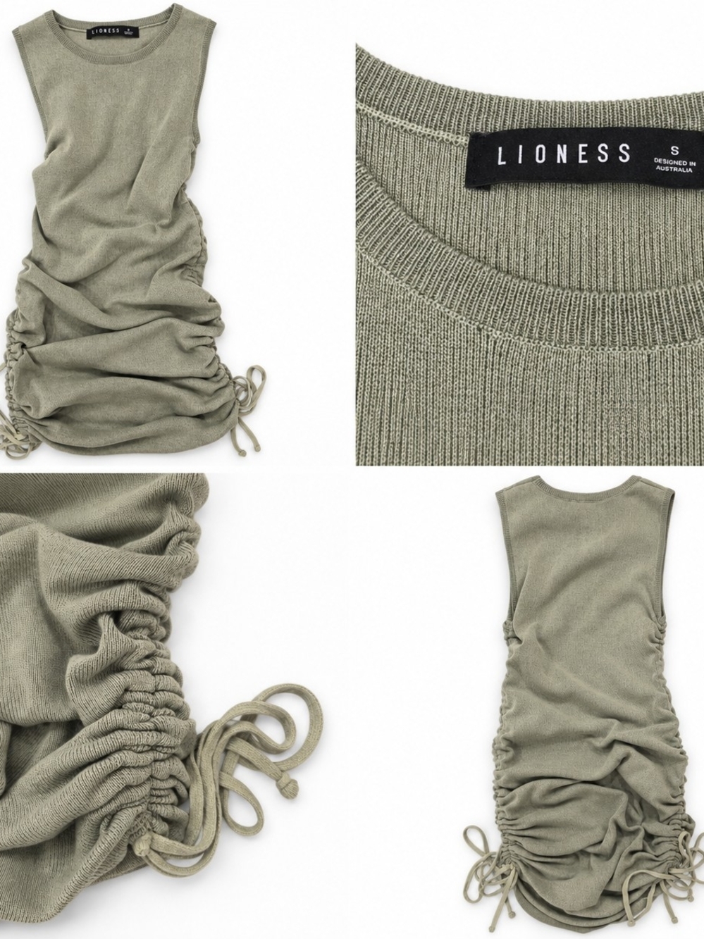 LIONESS Military Minds Mini Dress in sage green, size Small
